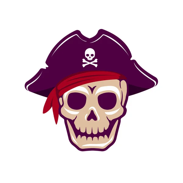Piraten Schedel Hoofd Vector Illustratie — Stockvector