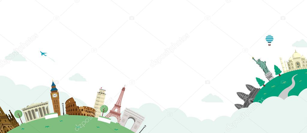 World trip ,world heritage vector banner illustration