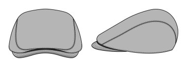 Düz başlık (avcı şapkası) vektör şablonu çizimi