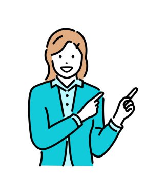 Vektör illüstrasyonunu gösteren genç iş kadını