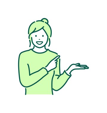 Vektör illüstrasyonunu gösteren genç kadın