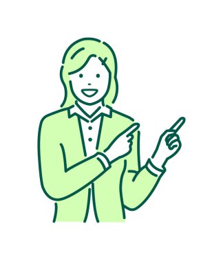 Vektör illüstrasyonunu gösteren genç iş kadını