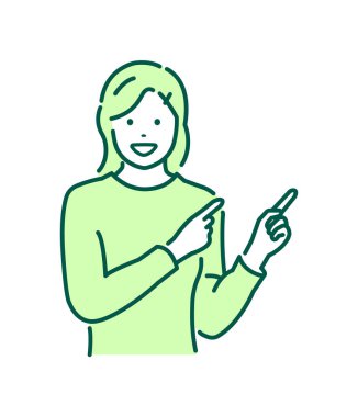 Vektör illüstrasyonunu gösteren genç kadın