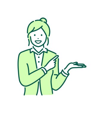 Vektör illüstrasyonunu gösteren genç iş kadını