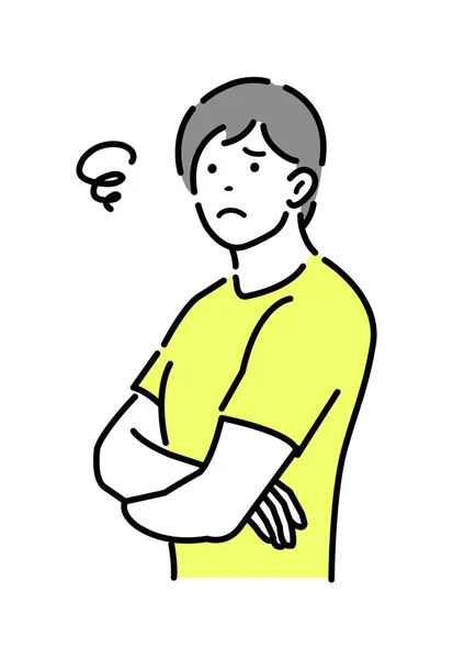 Jeune Homme Croisant Les Bras Illustration Vectorielle Difficulté — Image vectorielle
