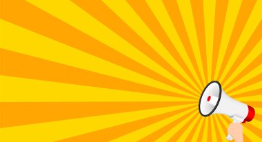 Megafon ve eller sancak vektör illüstrasyonu