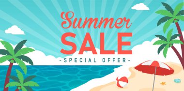 Summer sale vector banner illustration