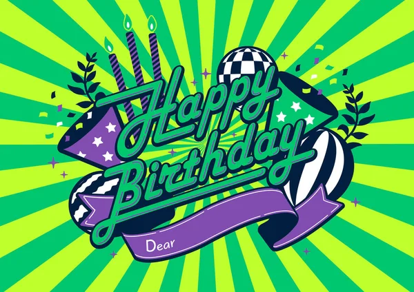 Happy Birthday Vector Banner Illustration — Stock Vector