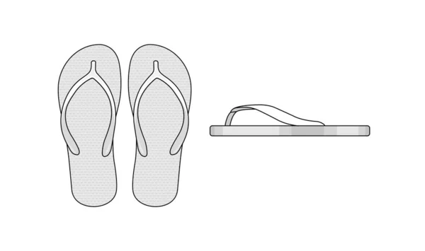 Set Gambar Vektor Templat Sandal Pantai Flip Flops - Stok Vektor
