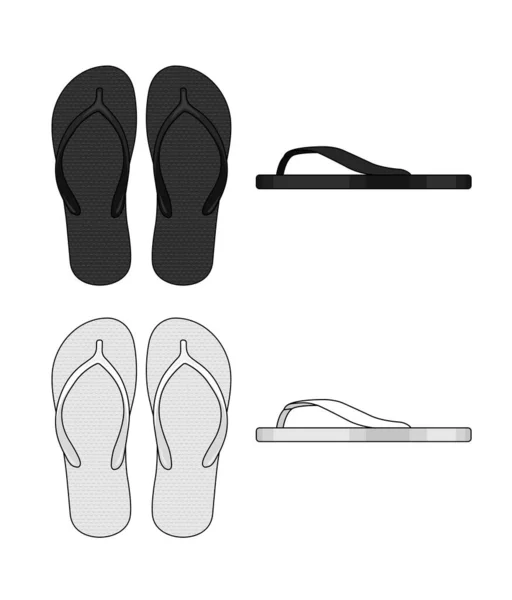 Sandales Plage Tongs Modèle Vectoriel Illustration Set — Image vectorielle