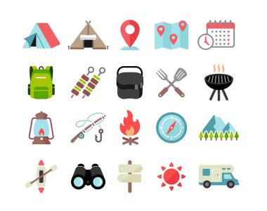 Kamp ve açık hava ikon vektör çizimi