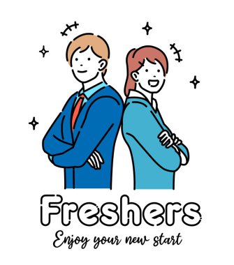 Male and female new employees vector illustration clipart
