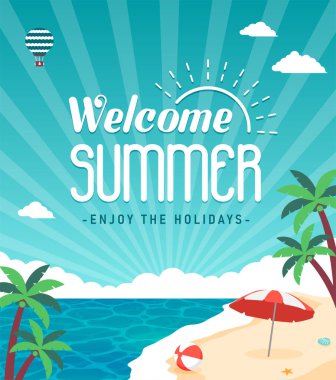 Hoş geldiniz Yaz vektör illüstrasyonu