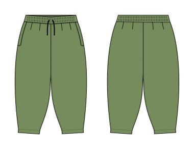Harem pantolonu (sarrouel pantolon) vektör şablonu çizimi