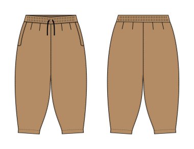 Harem pantolonu (sarrouel pantolon) vektör şablonu çizimi