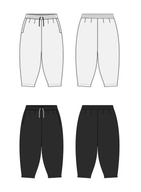 Harem pantolonu (sarrouel pantolon) vektör şablon çizim seti