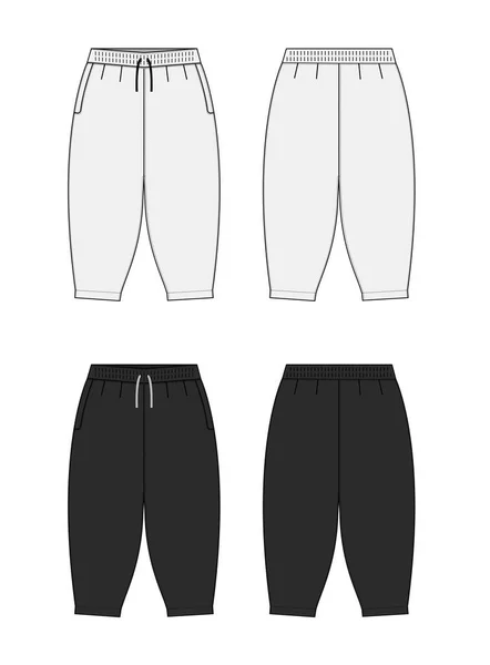 Harem Pants Sarrouel Pants Vector Template Illustration Set — Stock Vector