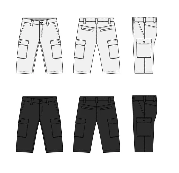 Mens Shorts Short Pants Vector Template Illustration Set — Stock Vector