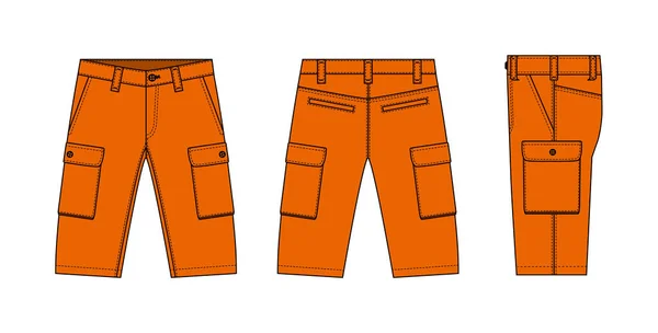 Mens Shorts Short Pants Vector Template Illustration — Stock Vector