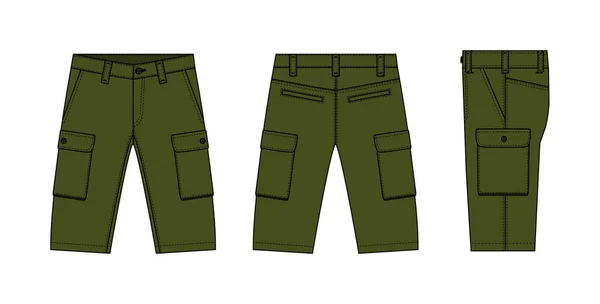 Pantalones Cortos Para Hombre Pantalones Cortos Vector Plantilla Ilustración — Vector de stock