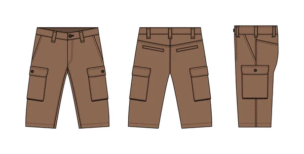 Pantalones Cortos Para Hombre Pantalones Cortos Vector Plantilla Ilustración — Vector de stock