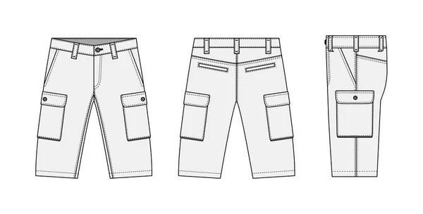 Pánské Kraťasy Krátké Kalhoty Vektorová Šablona Ilustrace — Stockový vektor