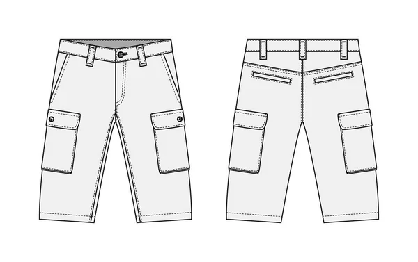 Mens Shorts Pantaloni Corti Modello Vettoriale Illustrazione — Vettoriale Stock
