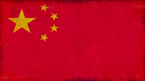 Animáció Repedés Kínai Zászló Zöld Háttér Chroma Kulcs — Stock videók