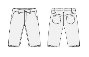 Denim şortları (kısa pantolon) vektör şablon resimlemesi