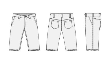 Denim şortları (kısa pantolon) vektör şablon resimlemesi