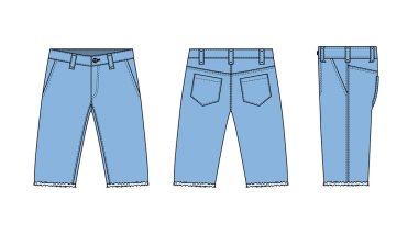 Denim şortları (kısa pantolon) vektör şablon resimlemesi