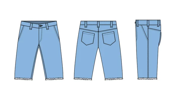 Denim Shorts Short Pants Vector Template Illustration — Stock Vector