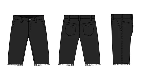 Illustrazione Del Modello Vettoriale Pantaloncini Denim Pantaloni Corti — Vettoriale Stock