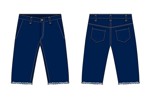 Denim Shorts Short Pants Vector Template Illustratie — Stockvector