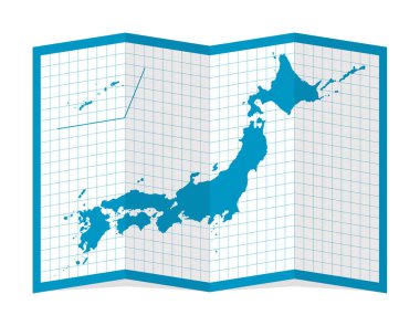 Dört katlı Japonya haritasının vektör illüstrasyonu