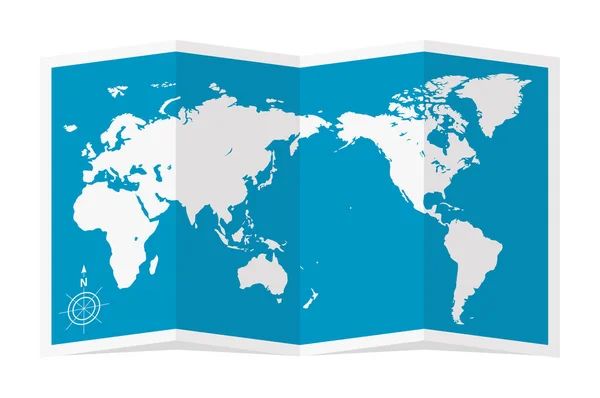Vector Illustration Four Fold World Map — Stock Vector