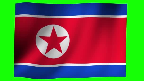 4K国旗在风中飘扬的动画 绿色底色键 北朝鲜A — 图库视频影像