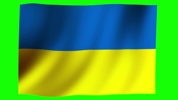 Animacja Flagi Narodowej Wietrze Zielone Tło Dla Klawisza Chroma Ukraina — Wideo stockowe