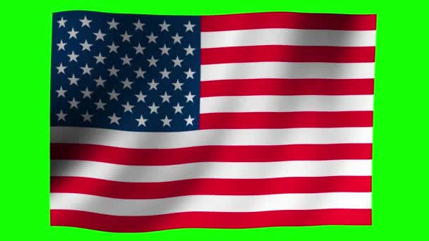 Rüzgarda Dalgalanan Ulusal Bir Bayrağın Animasyonu Kroma Anahtarı Için Yeşil — Stok video