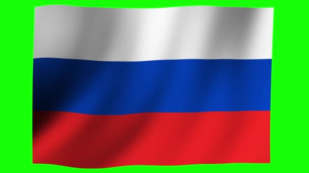 風に揺れる国旗のアニメーション クロマキーの緑の背景 ロシア — ストック動画