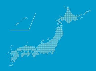 Japonya haritasının vektör çizimi (kare noktalarla çizilmiş harita))
