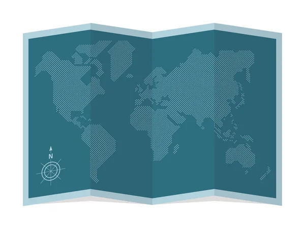 Векторная Иллюстрация Четырехкратной Карты Мира Нарисована Круговыми Точками — стоковый вектор