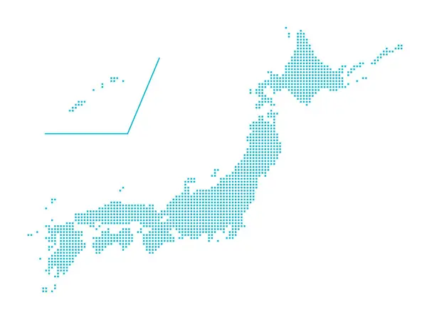 Vektorillustration Der Japan Karte Karte Mit Quadratischen Punkten Gezeichnet — Stockvektor