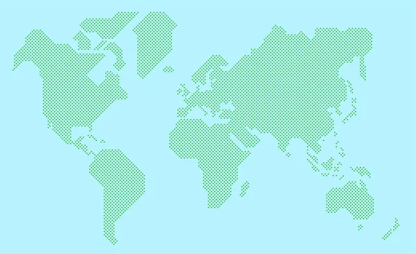 Απλουστευμένος Παγκόσμιος Χάρτης Σχεδιασμένος Στρογγυλές Κουκίδες Εικονογράφηση Διανύσματος — Διανυσματικό Αρχείο