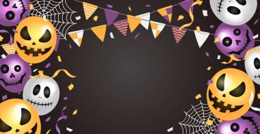 Mutlu cadılar bayramı web pankartı illüstrasyonları (balon motifi) β 124; metin yok