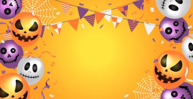 Mutlu cadılar bayramı web pankartı illüstrasyonları (balon motifi) β 124; metin yok