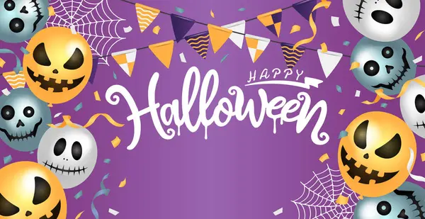 Happy Halloween Web Banner Illustration Luftballons Motiv — Stockvektor