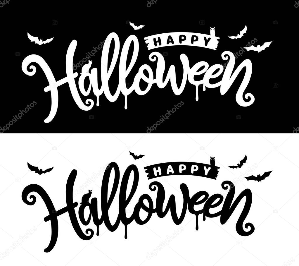 Happy Halloween logo vector illustration