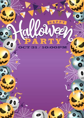 Balon motifli Cadılar Bayramı partisi poster şablonu (A4 boyut portresi) 