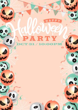 Balon motifli Cadılar Bayramı partisi poster şablonu (A4 boyut portresi) 